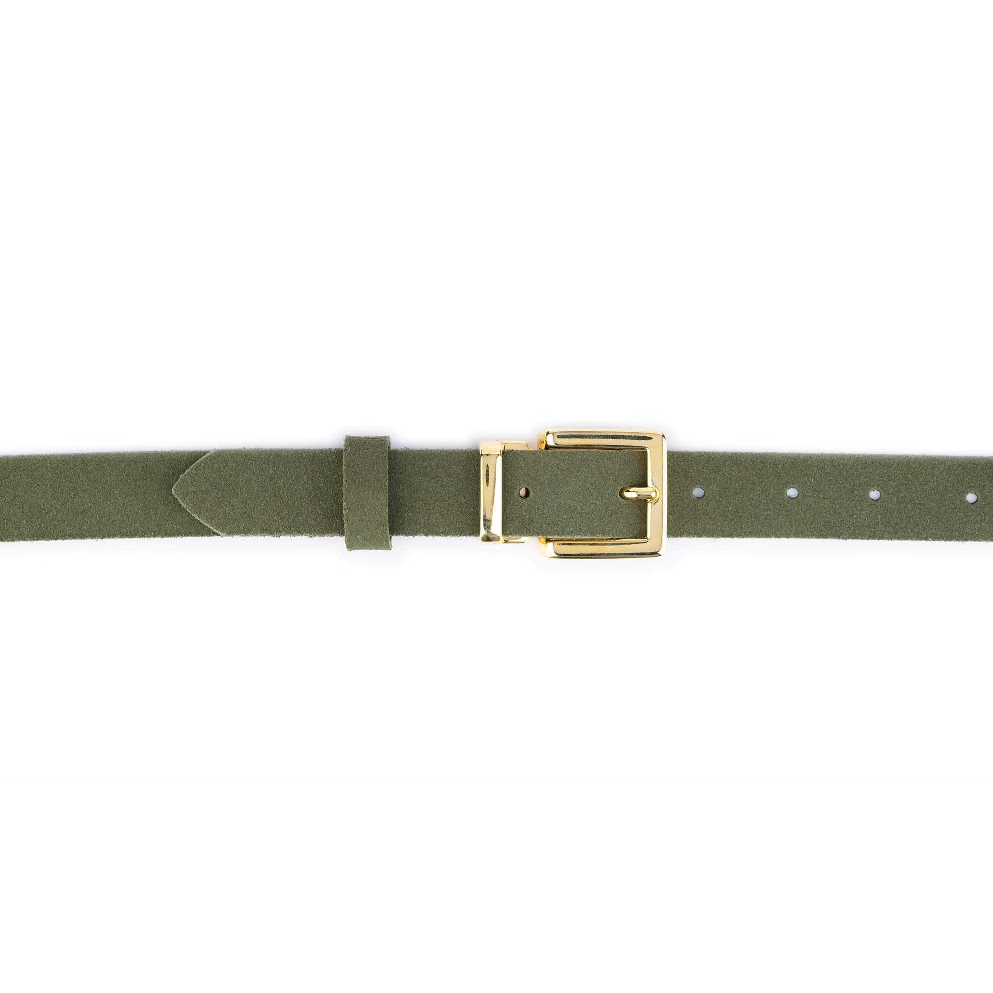 Olive Green Suede Leather Belt With Gold Buckle Women Belt 