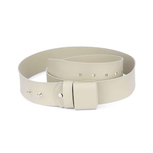 Damengürtel beige - Breiter Ledergürtel - Ledergürtel 5 cm breit - Ledergürtel ohne Schnalle - Gürtel für ein Kleid