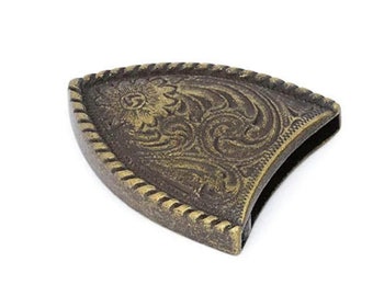 Western Belt Tips - Metal Belt End Tips - Western Belt Buckle Tips - Bronze Leather Belt Tips - Leather Belt End Tips
