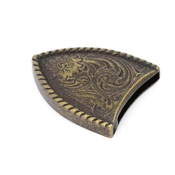 Puntas para cinturones estilo western - Puntas metálicas para extremos de cinturones - Puntas para hebillas estilo western - Puntas para cinturones de cuero color bronce - Puntas para extremos de cinturones de cuero
