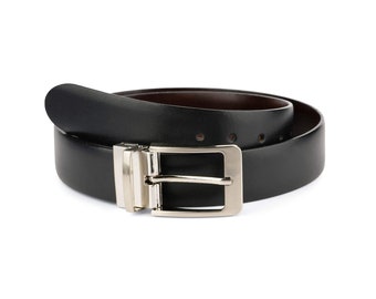 Cinturón reversible para hombre - Cinturón de cuero reversible - Cinturón marrón negro - Cinturón negro marrón reversible - Cinturones de lujo para hombre - Cinturón de cuero real