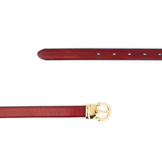 Elegant Womens Burgundy Red Gold Buckle Belt 2.0 Cm Ladies  display picture 3