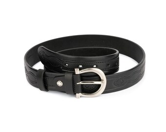 B-low the Belt Black Leather Belt / Large Rhinestone Buckle  display picture 1