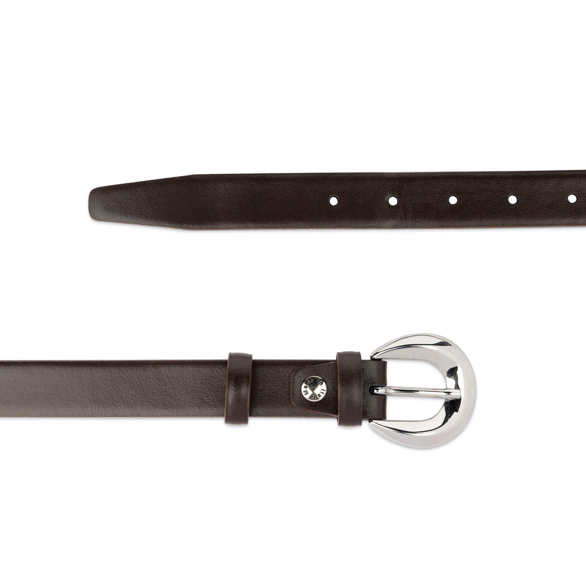 Women\'s Doncaster Brown Leather Belt with Silver Buckle One Size Buy Women main image 4