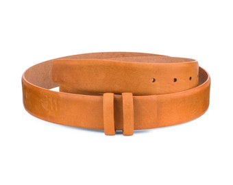 Vegetable Tanned Leather Belt Strap - Mens Leather Brown Belt - Leather Belt Straps - Replacement Belt Straps - Belt Straps Without Buckle
