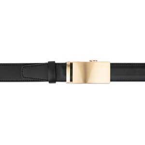 Gold Buckle Black Belt Comfort Click Leather Belt Black Belt With Gold Buckle Men's Click Belt Black Automatic Buckle Belt image 3