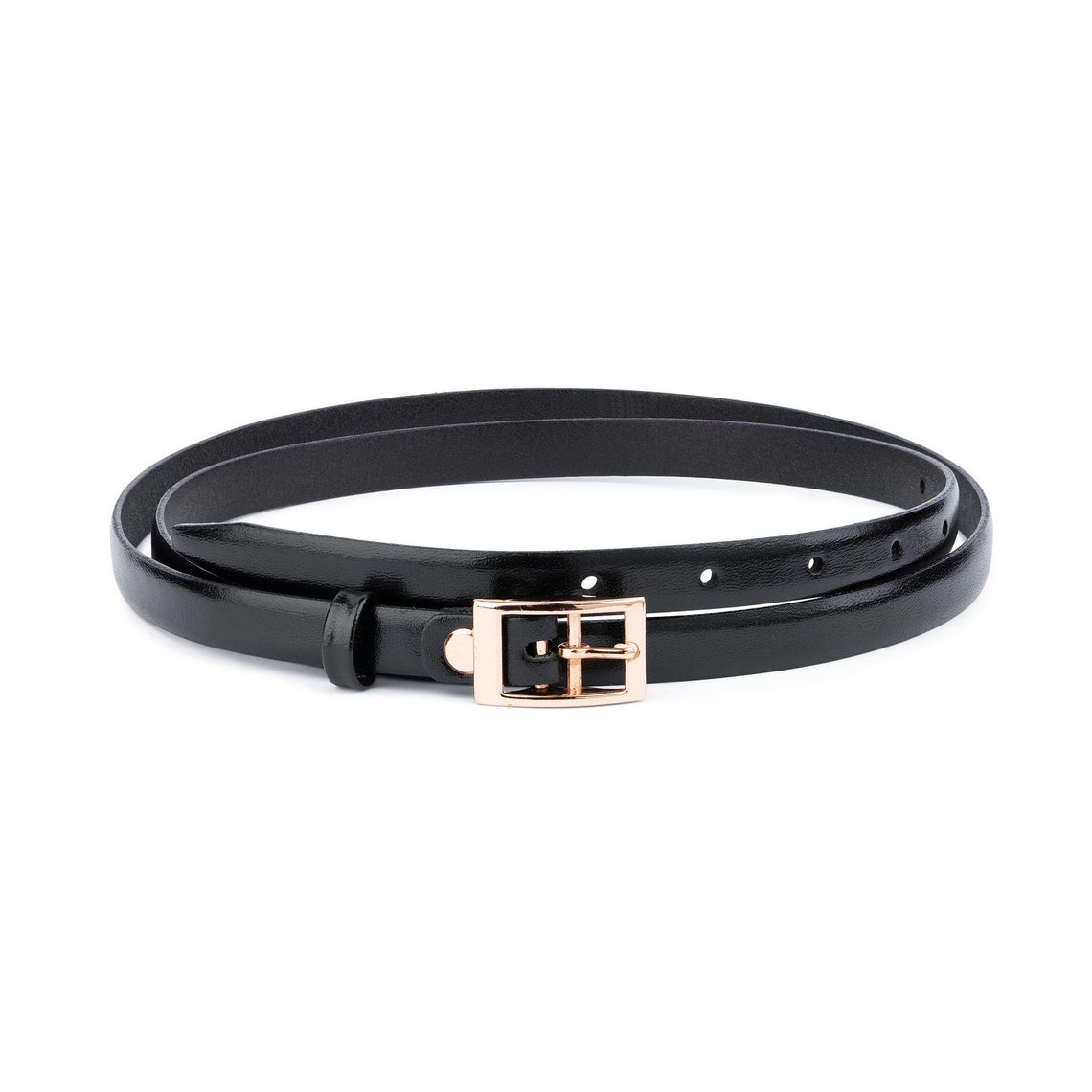 Belt With Rose Gold Buckle Gold Buckle Black Belt Womens Etsy