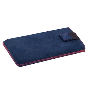 Xiaomi Phone Case Leather Redmi 3s Pull pouch Billetera magnética Ante azul Puntada roja Piel de vaca italiana genuina