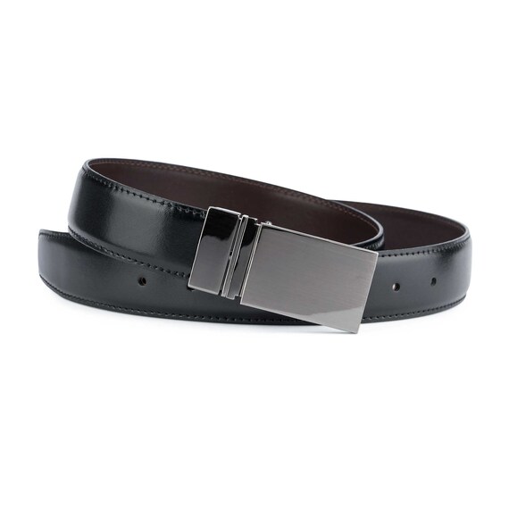 1 3/8 Inch Reversible Belt Black Stitched Leather Belt Mens  display picture 3
