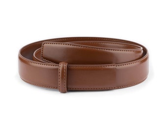 Light Brown Ratchet Vegan Belt Strap Replacement 1 3/8 Inch Leather Belt Strap For Mens Without Buckle Leather Strap