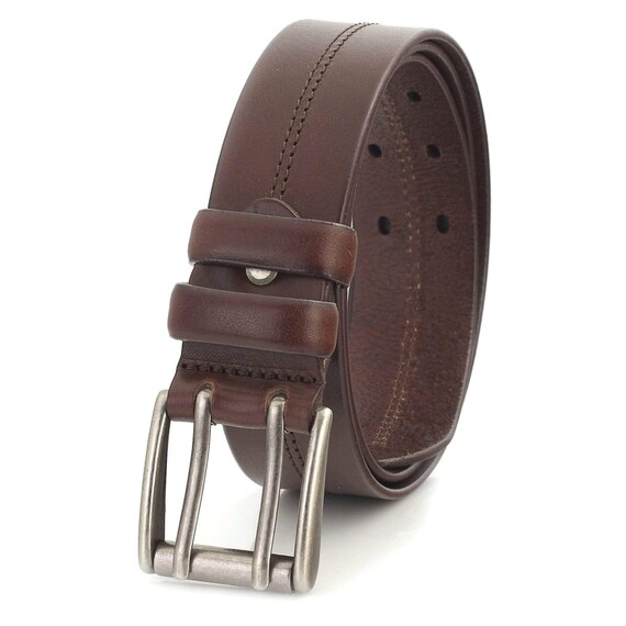 Dark Brown Two Hole Belt for Jeans Double Prong Heavy Duty