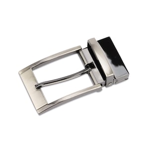 交換用リバーシブルベルトバックル - ドレスベルトバックル - クリップメンズバックル 35 mm - ベルトバックルリバーシブル - ガンメタルグレーバックル