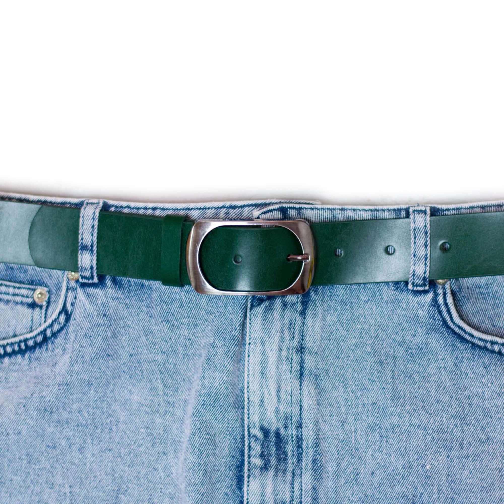 Buy Men's Forest Green Leather Belt - LeatherBeltsOnline.com
