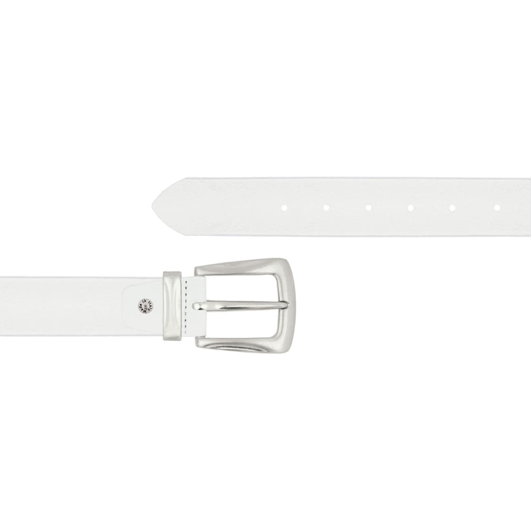 Western White Leather Casual Mens Belt With Stylish Buckle Cowboy ...