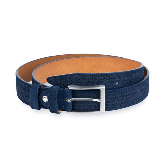 Blue leather belt mens deals