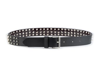 3Piece Silver Buckle Belts(BLACK×NICKEL) Dangerous Threads Black Studded Belt- 1 1/2