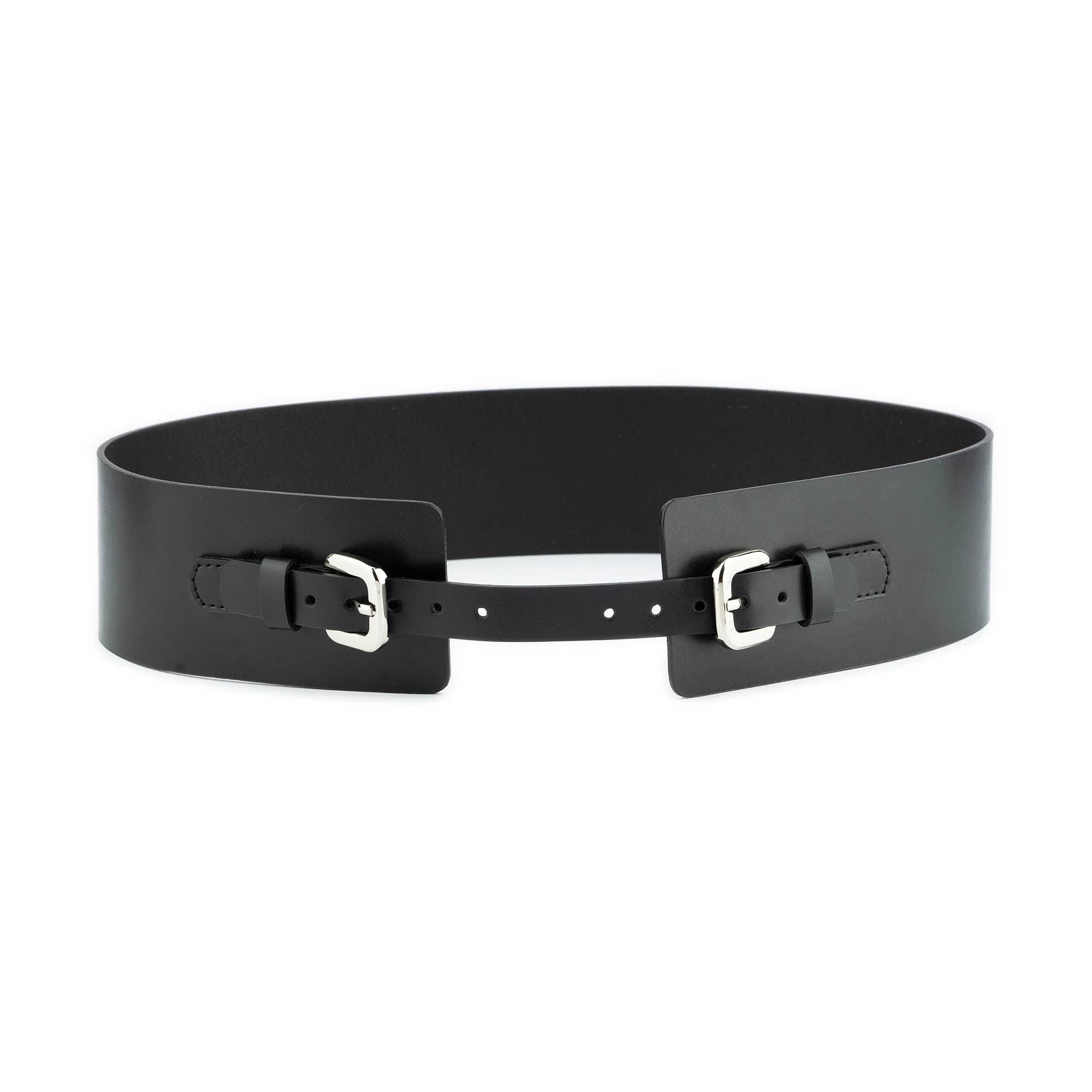 ベルト LCDC : 25SS / DOUBLE BUCKLE CORSET LEATHER BELT (BLACK) Womens Waist Leather Corset Belt Black for Dress With Silver