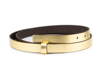 Vintage Calvin Klein Rubbed Gold Leather Wide Belt M, Calvin  display picture 2