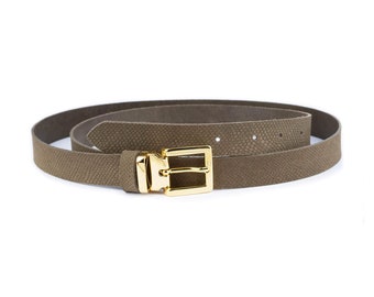 Escada Belt Green Suede with Red edging,  Gold Buckle and Gold Roman Numerals Escada Belt Green Suede With Red Edging, Gold Buckle and  main image 4