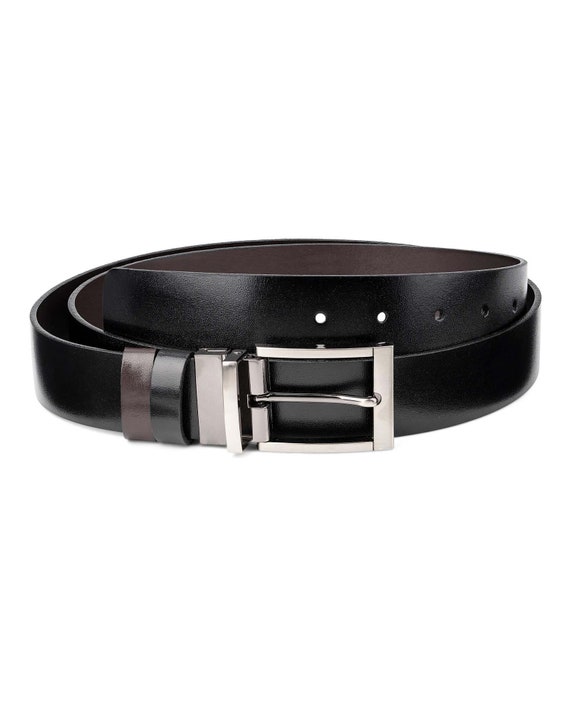 LOUIS STITCH Men Casual Black Genuine Leather Reversible Belt