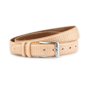 Our Legacy Natural Texture Full-Grain Leather Belt – Silver Buckle – Unisex – 41.3” X 0.8” – Made In Hong Kong