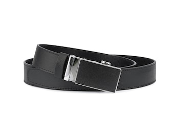 Belts with no holes Belt slide buckle Mens belt leather Ratchet belt Black leather belt Pebbled calfskin Adjustable mens belt