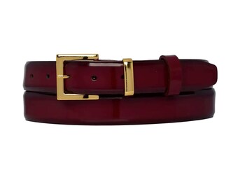 1990s Oxblood Leather Belt With Gold Buckle Sz Medium-large  display picture 3