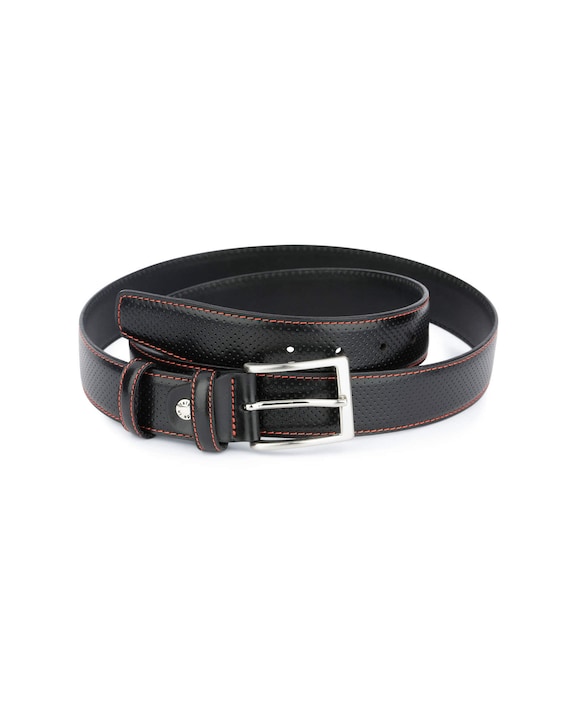 Black Mens Golf Belt Leather Golf Belt Black Golf Belt Perforated Leather  Belt Real Leather Belt Mens Black Belt -  Canada