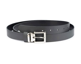 Dark Gray Leather Belt With Silver Italian Buckle Women Belt  display picture 2