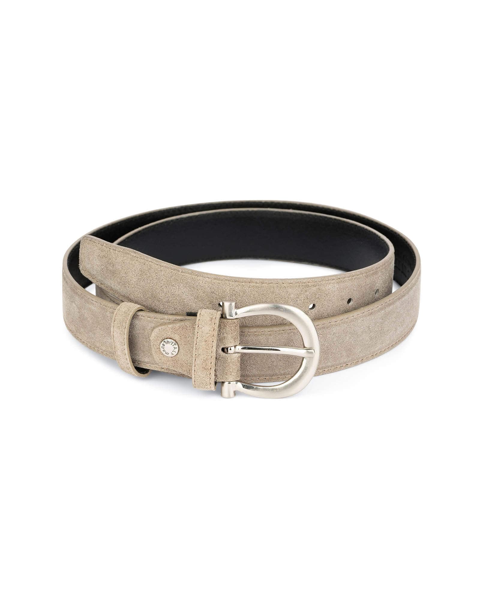 Womens Taupe Belt - Taupe Suede Belt - Womens Suede Belt  display picture 2