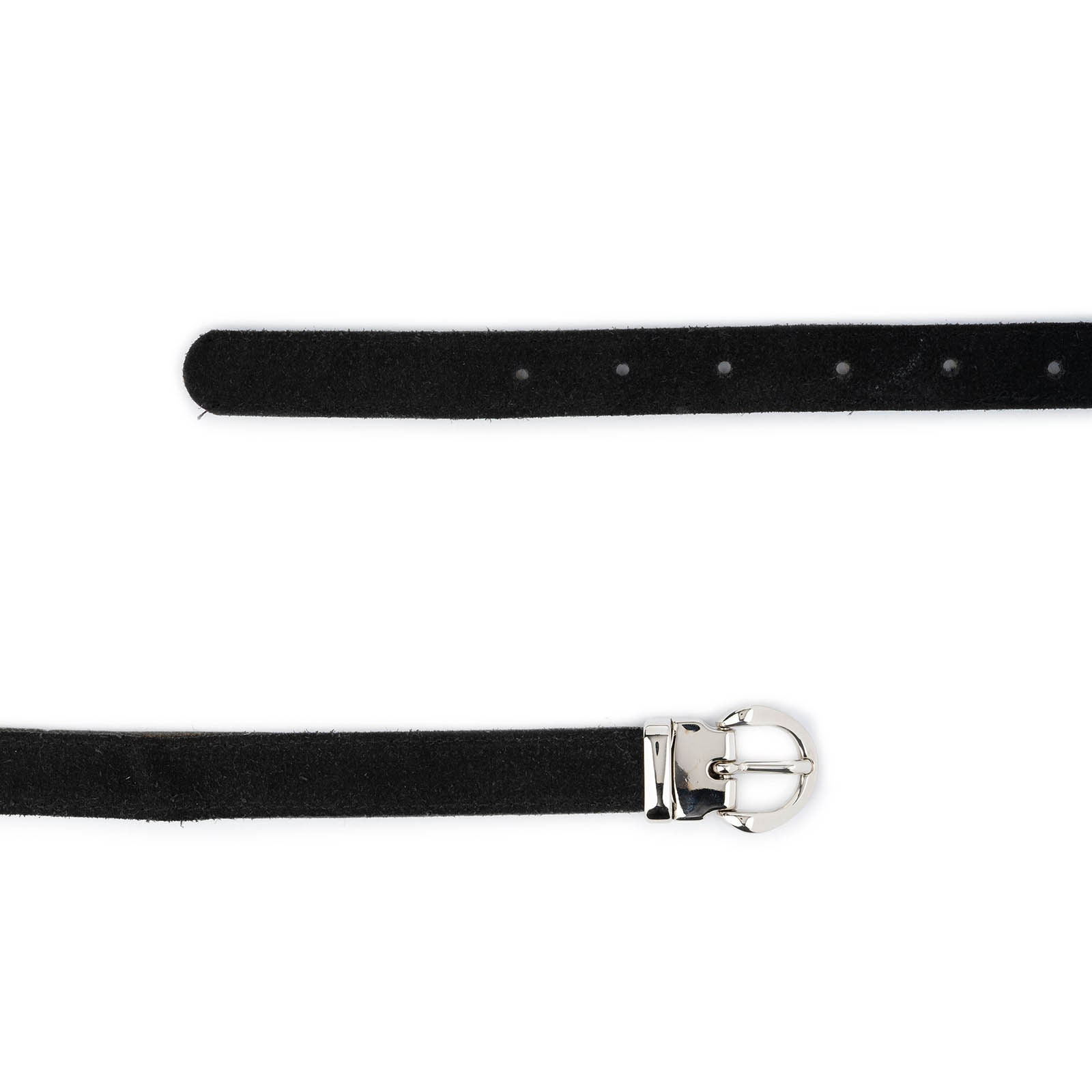 Stylish Womens Belt Black Suede Leather Silver Buckle 2.0 Cm  display picture 2
