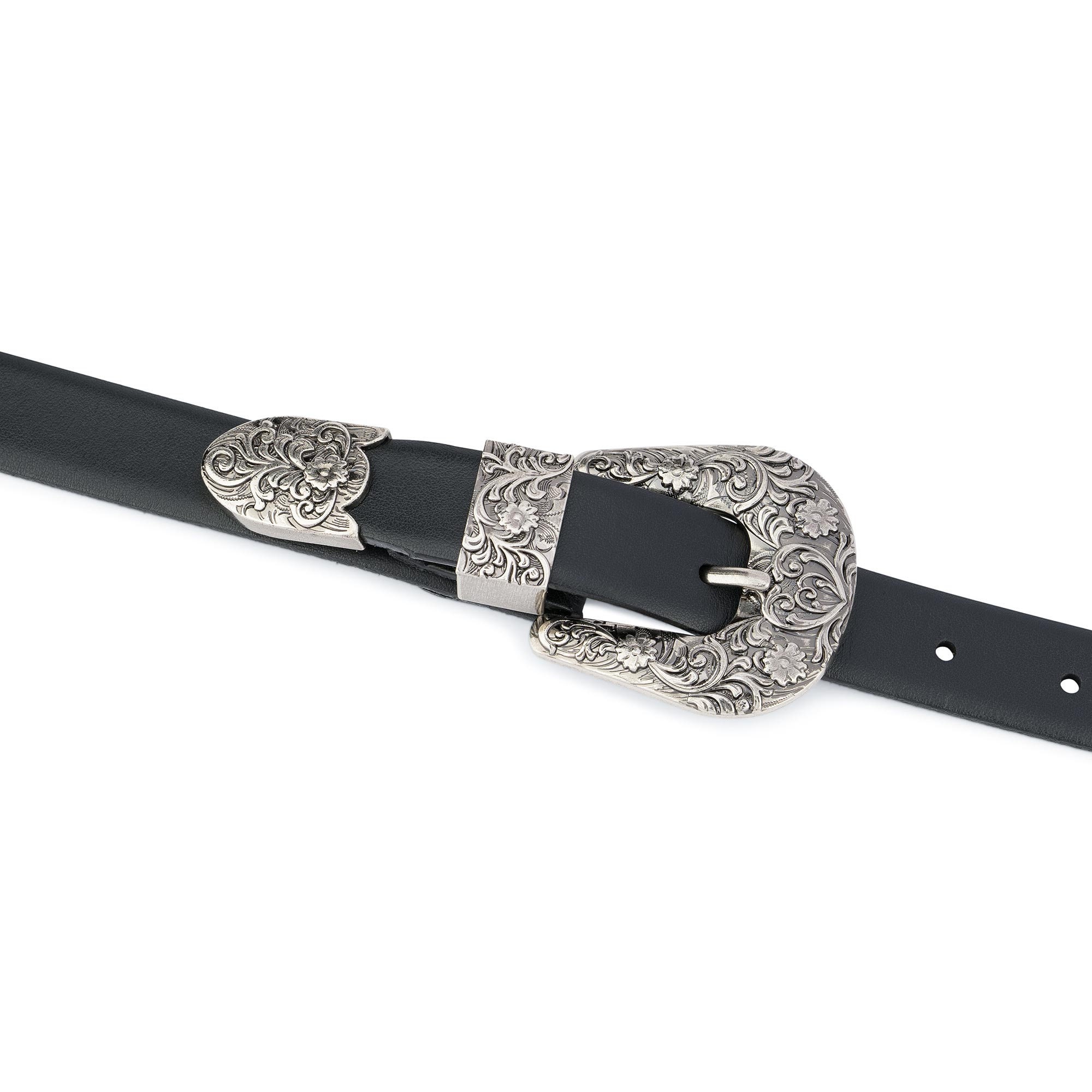 Black Leather Silver Stud Belt - GBNY