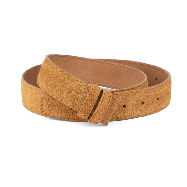 Camel Suede Belt Strap - Belt Leather Strap - Suede Belt Mens - 35 mm Belt Strap Replacement - Camel Color Belt - Belt Straps For Buckles