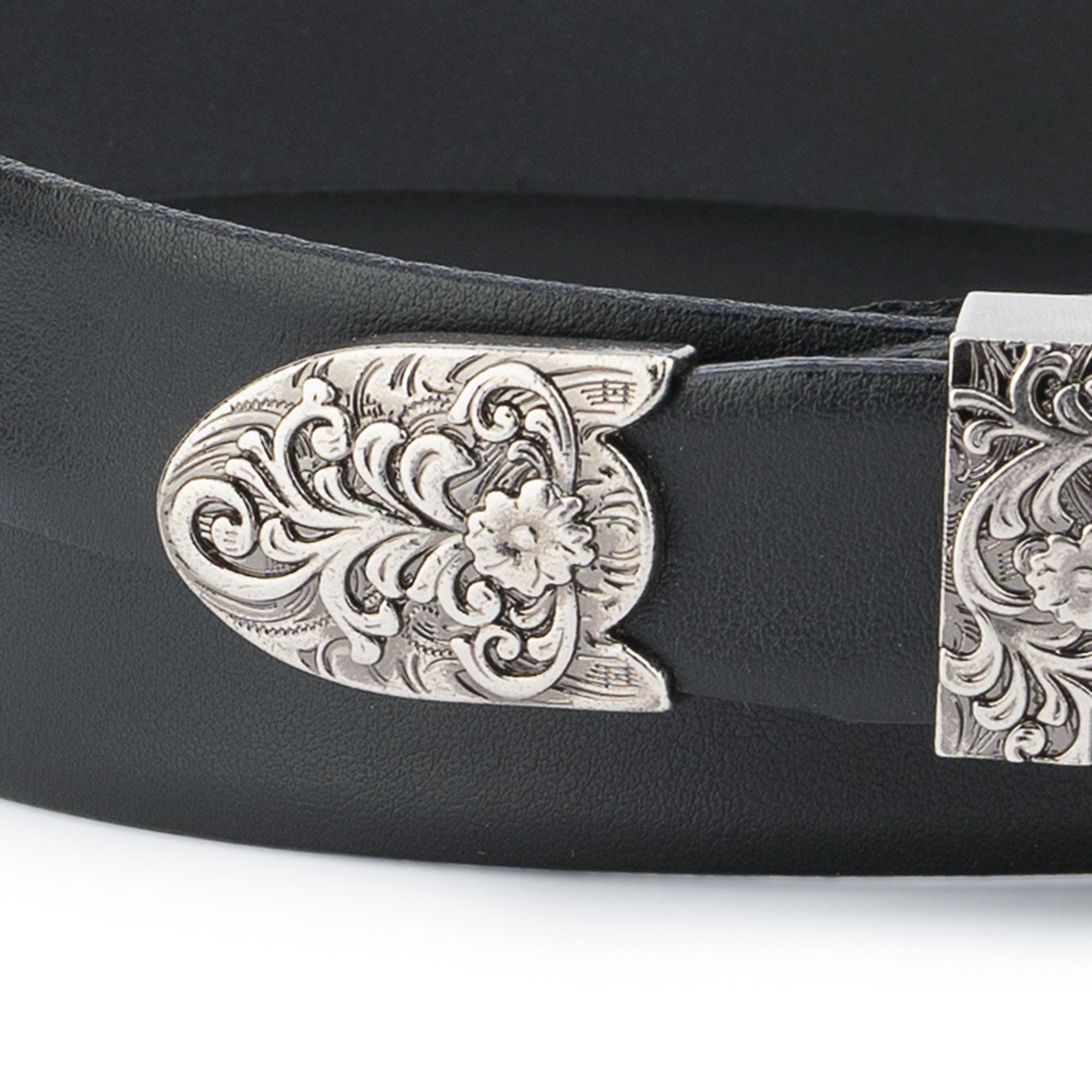 Western Belt Silver Buckle 1 Inch Black Leather Belt Womens -  Israel