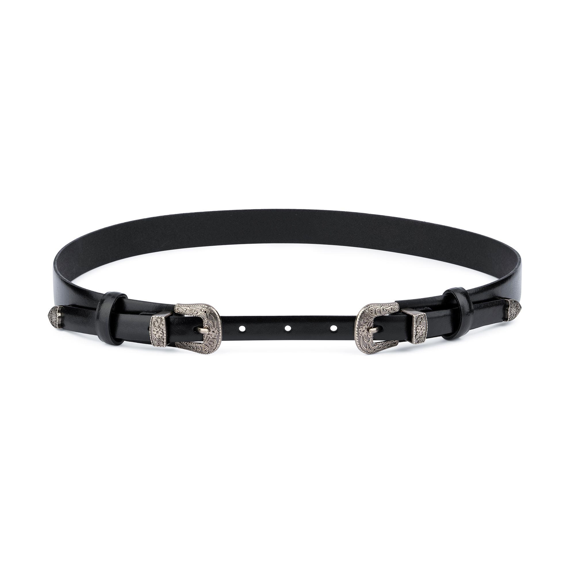 ◆LCDC◆ DOUBLE BUCKLE CORSET LEATHER BELT BLACK LCESAABT200 Western Belt Double Buckle - Women's Belts - Double Buckle