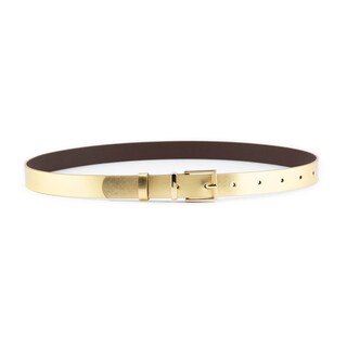 Cintura In Pelle Metallica BELTINGER - Larga 3 Cm - Colore Oro - Con Fibbia A Vite - Made In Italy - Donna
