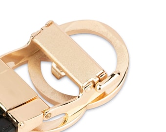 Brown Comfort Click Belt Gold Buckle Belt Ratchet Belt Mens Womens  Ratchet Belt Two Circle Buckle Belt Brown Leather Belt