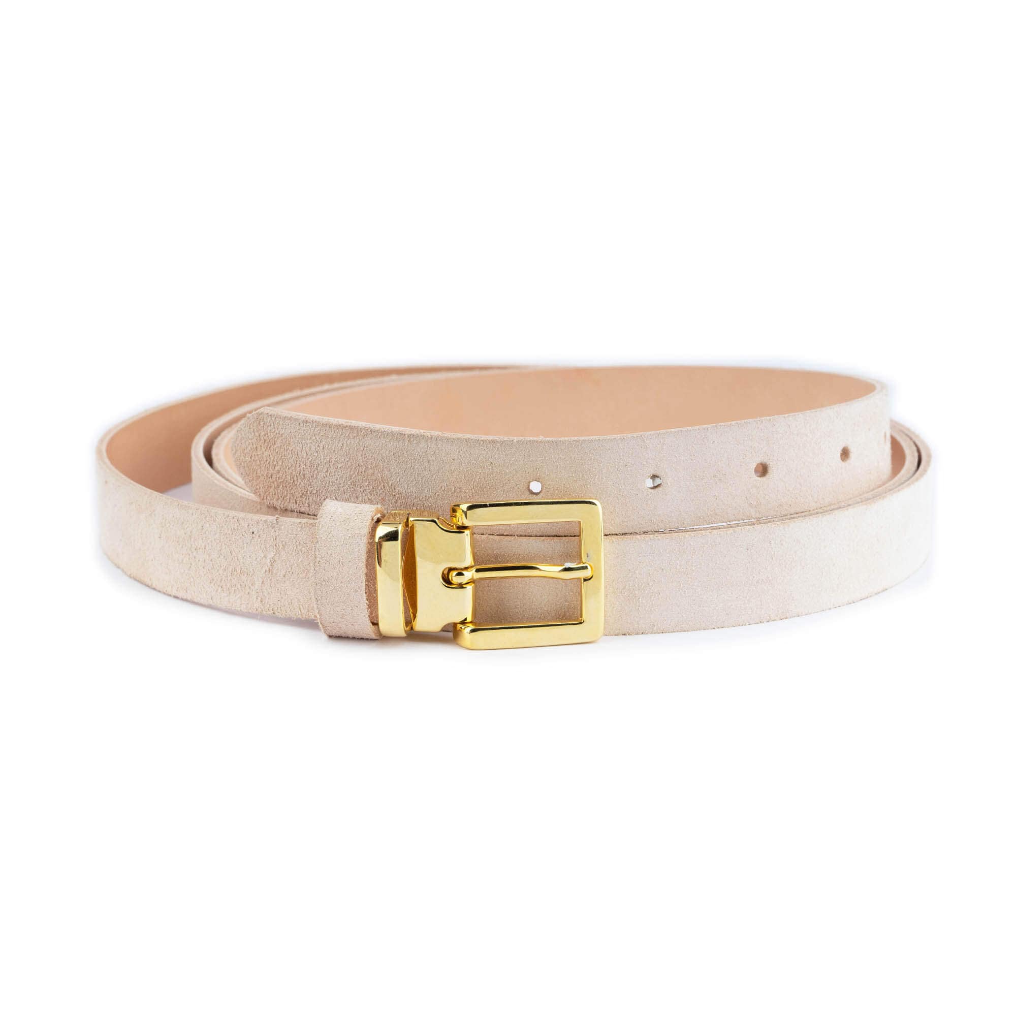 Natural Color Suede Leather Belt With Gold Buckle Women Belt  display picture 1
