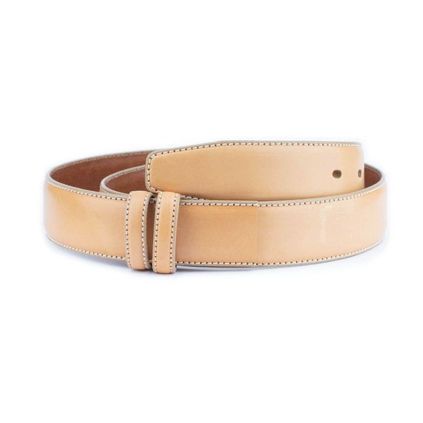 Beige Leder Gürtel Strap Ohne Schnalle Herren Jeans Echtes Leder Cut End Gürtel Strap Für Kleid 35 mm