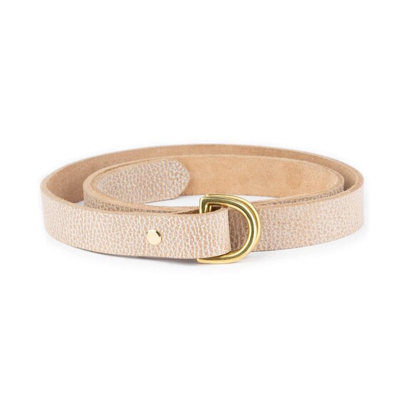Women Gold Double D Ring Buckle Belt Handmade Natural Pebble  display picture 1