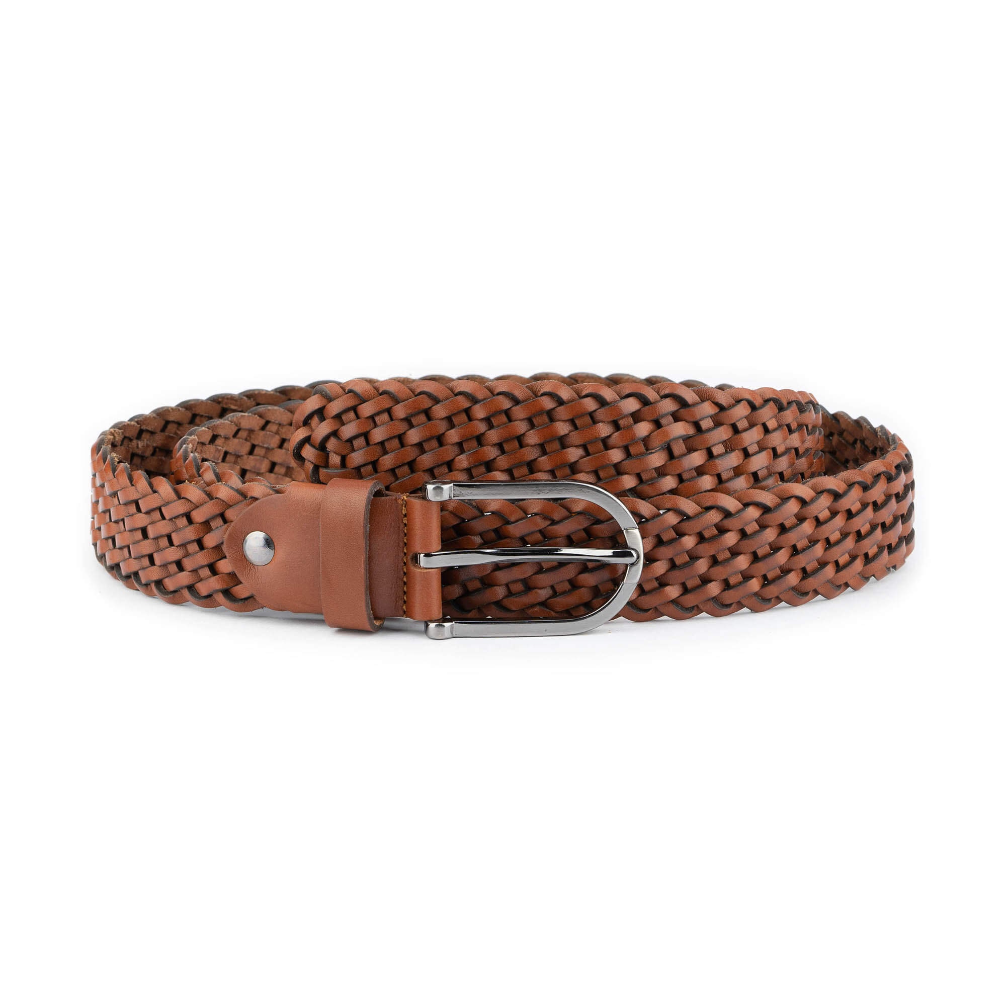 Chic Braided Brown Belt with Intricate Silver Accents Plaited Leather Belt | Dents main image 3