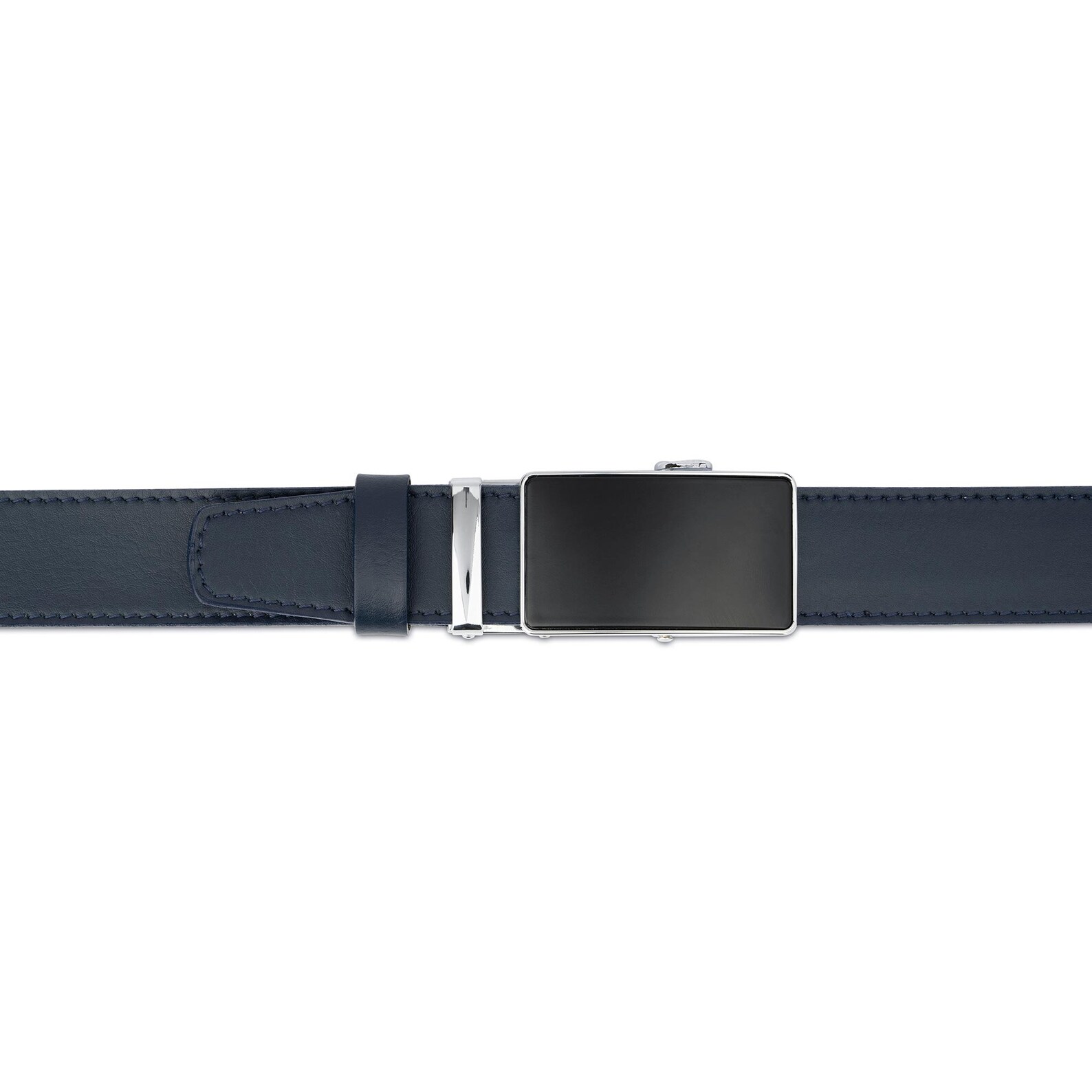 Slide Buckle Belt Automatic Belt Genuine Leather Belt Navy Etsy UK