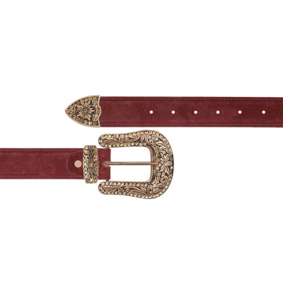 Western Wide Genuine Suede Women Belt Buy Western Belts For Women - Black Suede Leather - Capo Pelle main image 4