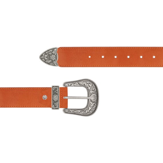 Brown Western Belt for Men With Silver Buckle Genuine  display picture 1