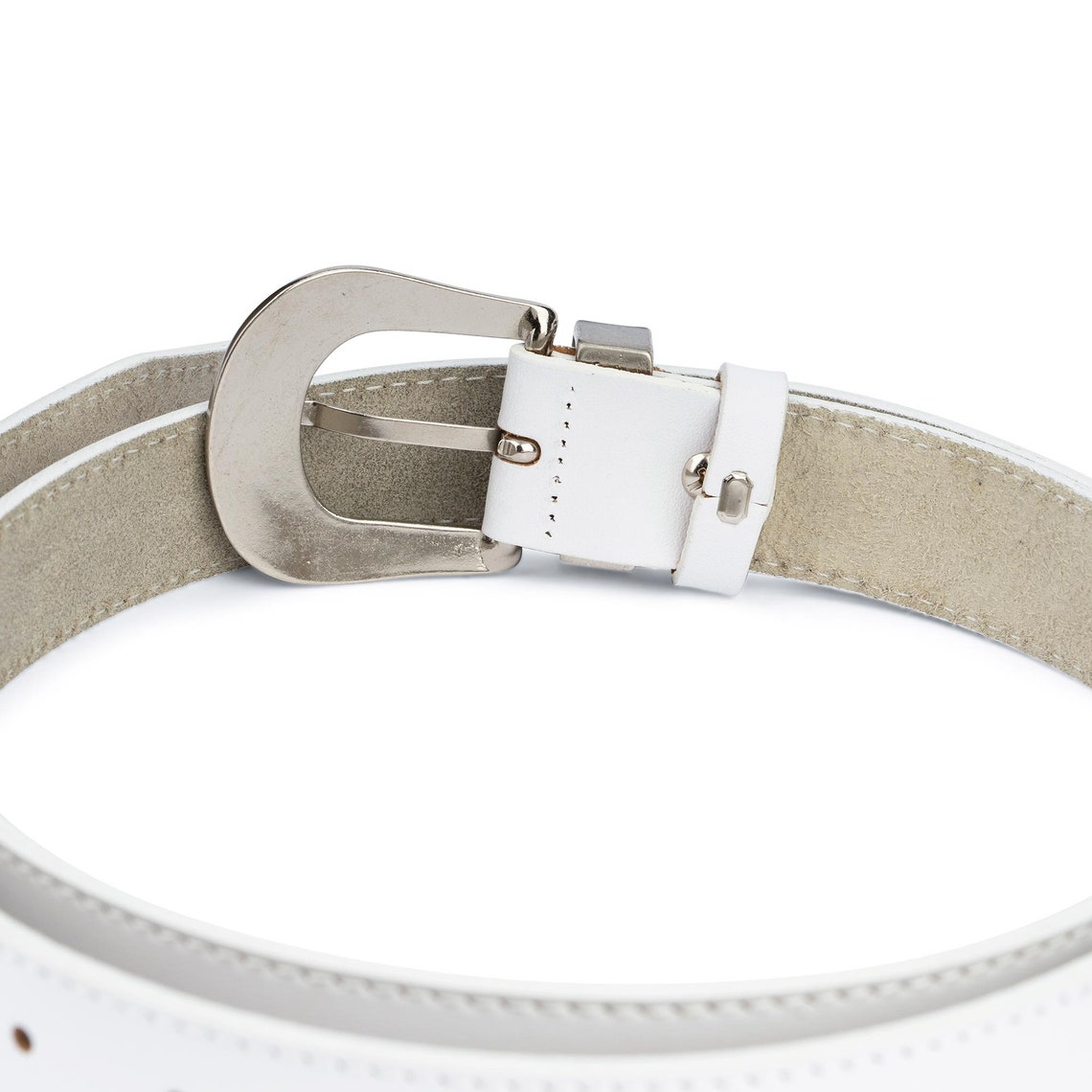mens white suede belt