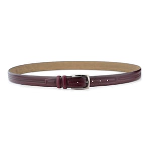 Cintura bordeaux per uomo elegante cintura casual di alta qualità in vera pelle con fibbia argentata da 3,5 cm