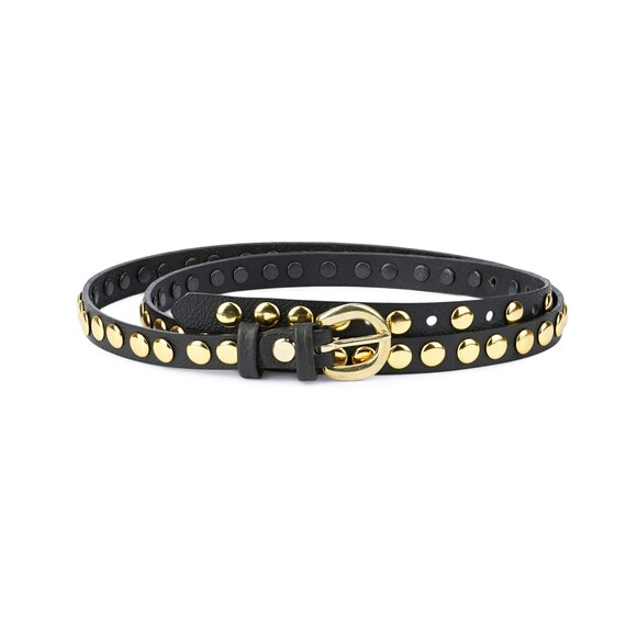 Womens Studded Belt - Black Gold Studded Belt 1.5 Cm  display picture 2