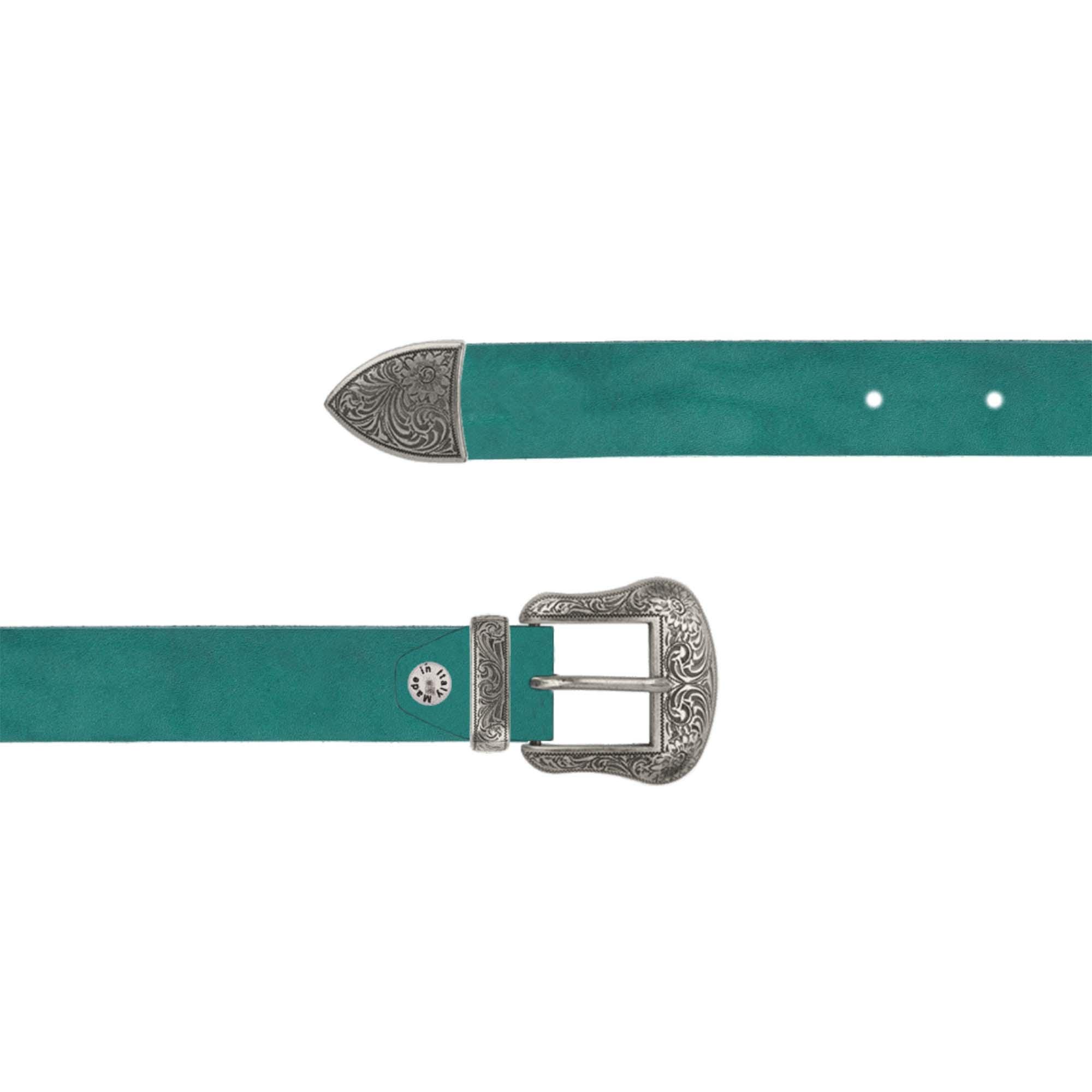 Wide Western Belt with Turquoise Accents PU Leather Cowgirl Belt for Jeans Dress OVOY Western Cowgirl Belts Women Turquoise Silver Buckles  main image 2