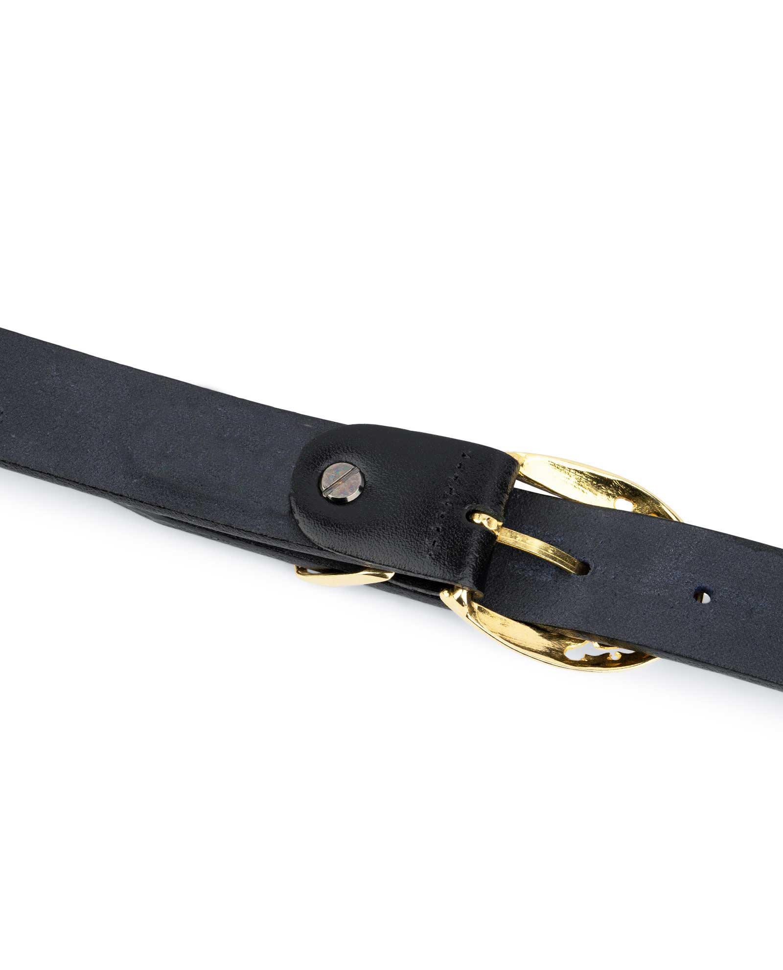 STUNNING80S BLACK LEATHER V SHAPE GOLD STUDDED BELT Lana gold studded black leather belt | Black & Brown London main image 3