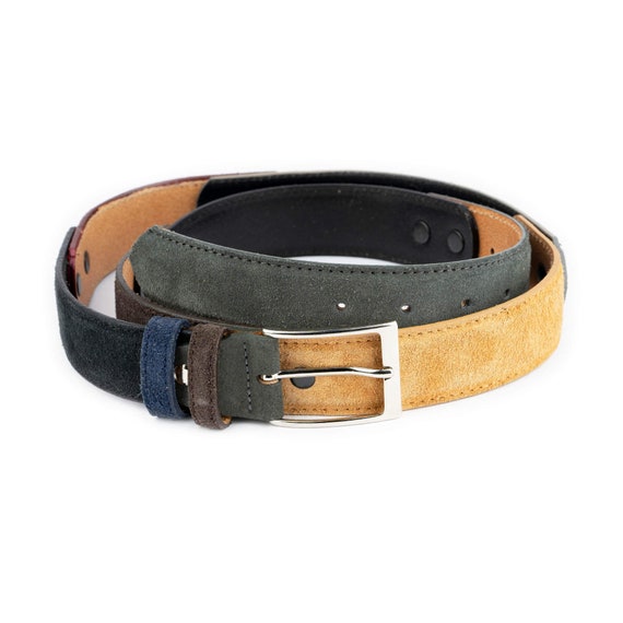 【U LAN】Real suede belt middle boots Suede Calfskin Leather Belt - Bobby Jones